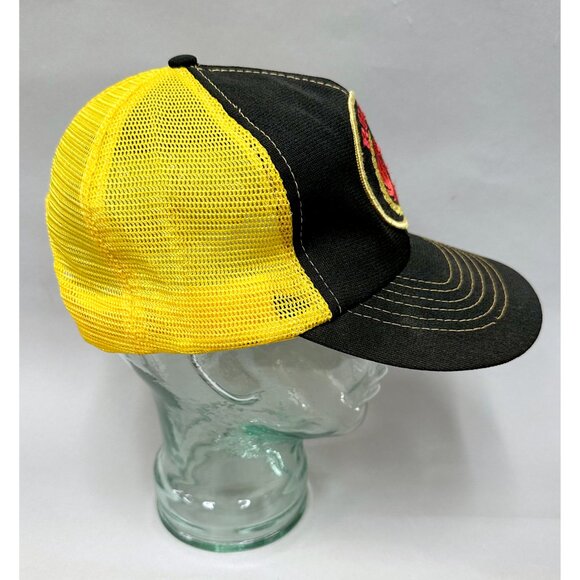 Vintage RUGER Firearms Guns Black Gold Snapback Trucker Hat w Patch 80s NOS - Picture 3 of 9